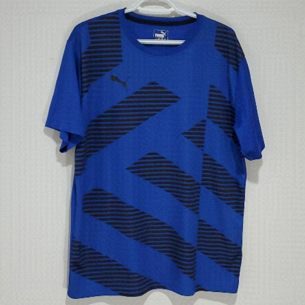 Puma XL black and blue athletic short sleeve shirt